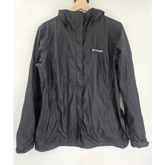 Columbia Women's Packable Rain Jacket Windbreaker Waterproof - Black Size Large - Picture 1 of 8